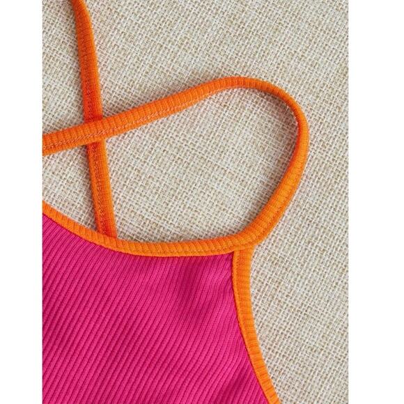 SHEIN Cross Back Hot Pink Strappy Spaghetti Strap Crop Top Medium - Picture 9 of 9